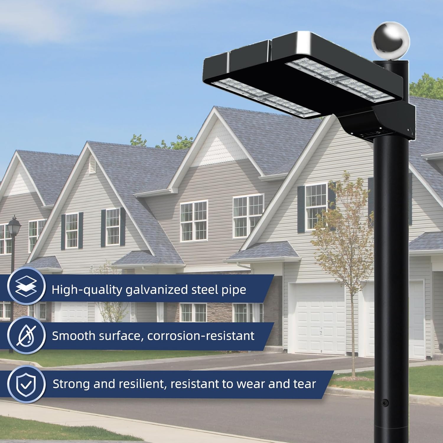 Street Light Pole 20Ft, Street Light Poles for Outdoor Lighting,Solar Pole Accessory for Street, Suitable for Basketball Courts, Parking Lots, Residential Areas, Park (20FT)