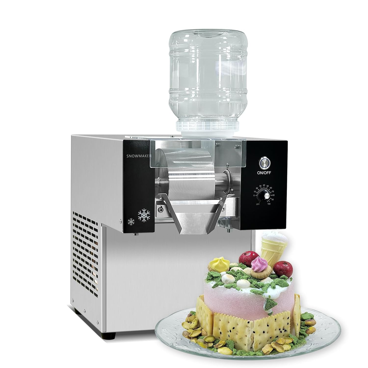 Kolice Commercial Automatic Electric Snowflake Ice Machine, Ice Shaving Machine, Snow Cone Maker 374lbs/day, Air Cooling, Quality Compressor for Food Truck, Restaurant, Milktea Shops, Household, etc