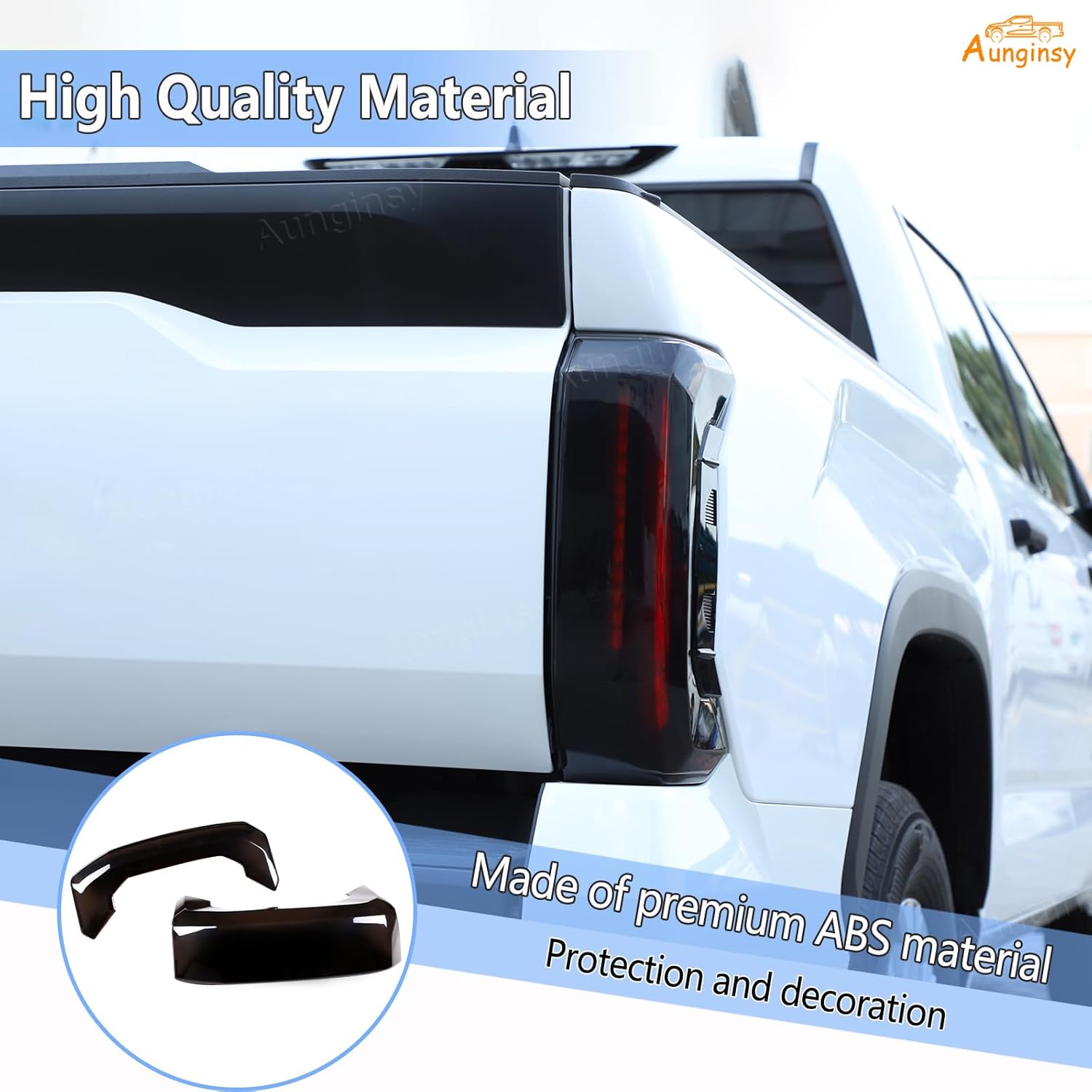 Aunginsy Tail Light Lamp Cover Compatible with Toyota Tundra 2022-2026, Rear Taillight Lamp Cover Shell Shade Smoked Black Frame Bezels Trim Cover Rear Headlight Protection Cover Exterior Accessories