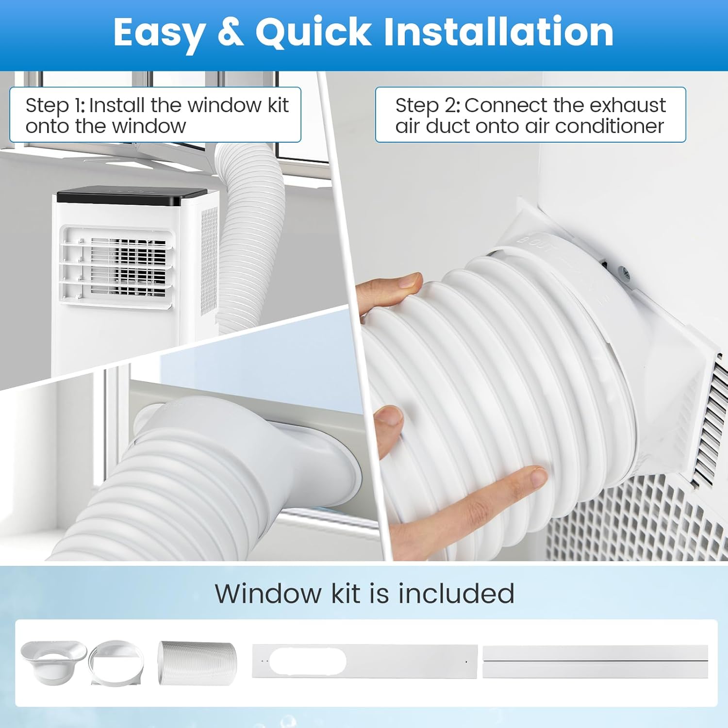 ARLIME 8000 BTU Portable Air Conditioner, Portable Air Cooler w/Remote Control, LED Display, Installation Window Kit, Casters, 1-24H Timer, Child Lock, AC Unit for Rooms Up to 250 Sq.Ft (8000 BTU)