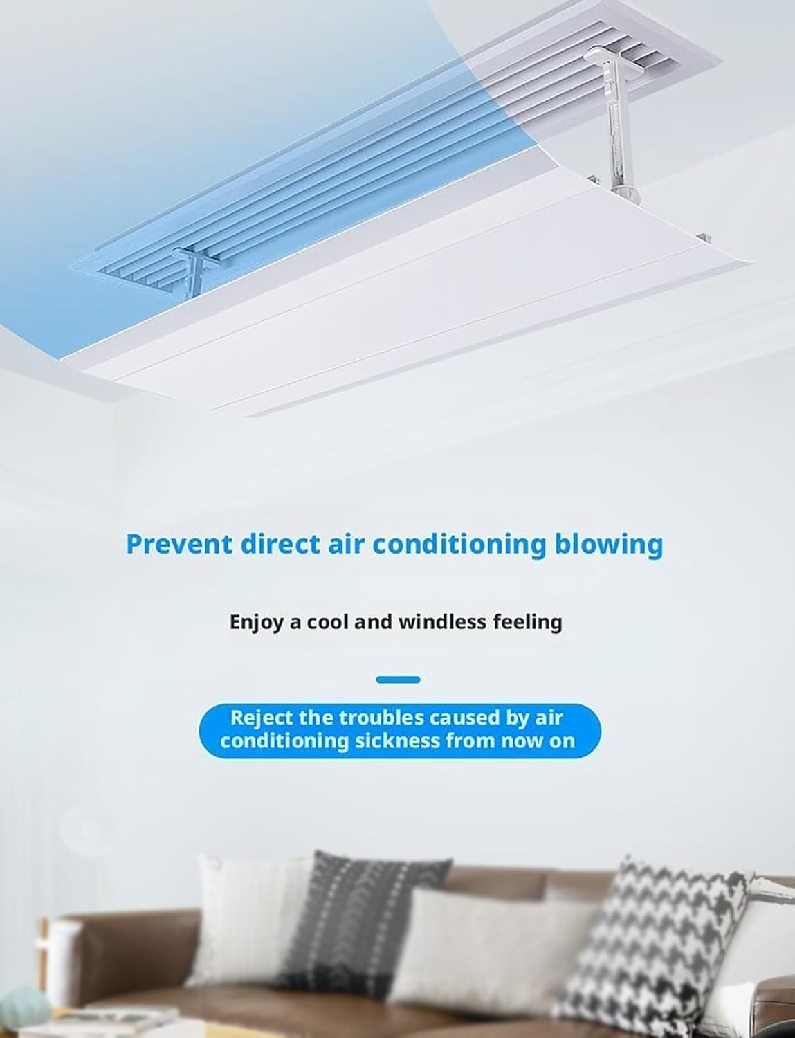 Air Conditioner Deflector Adjustable Air Conditioner Vent Cover Prevents Direct Cold Wind Suitable for Home and Office Width 45cm