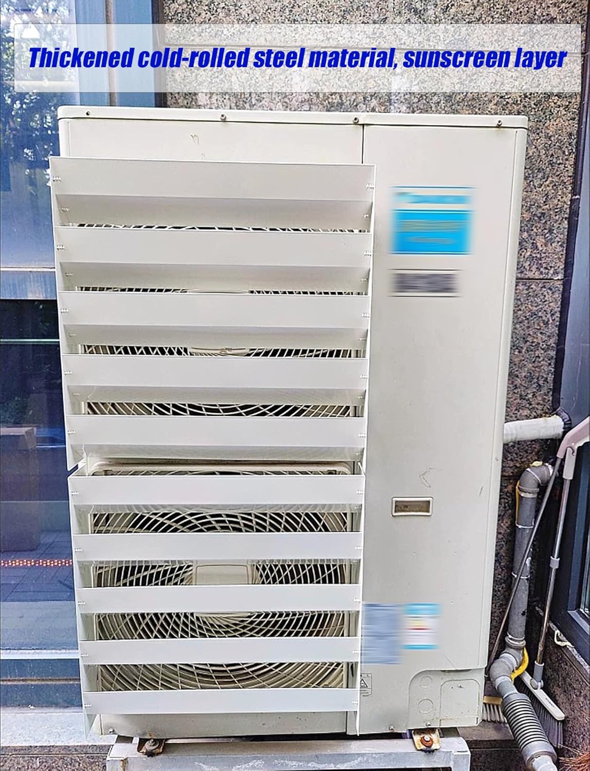 Outdoor Air Conditioner Deflector, Air Conditioner Outdoor Unit Cover Bracket Air Deflector Grilles, Prevent Direct Blowing Galvanized Steel for Baffle Guide Cover