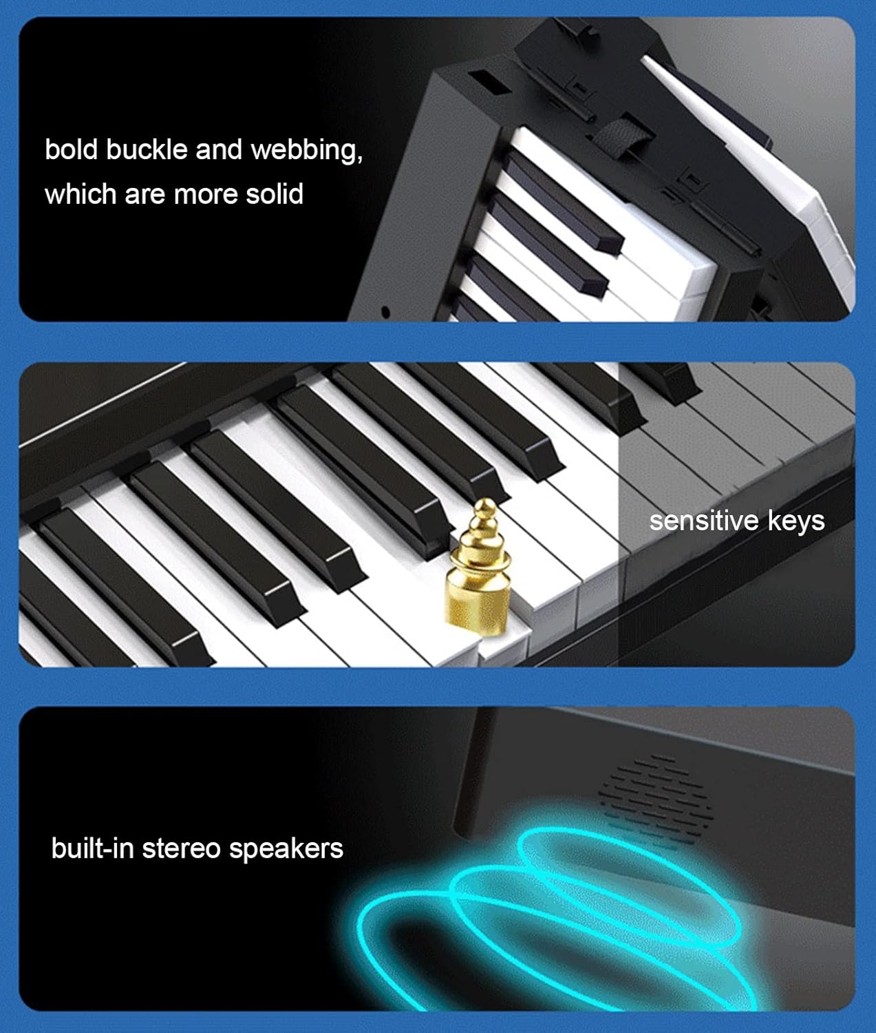 88 Keys Foldable Keyboard Piano Digital Piano With Rechargeable Battery Professional Electric Piano 12h Running Time, Including Sustain Pedal for Beginners