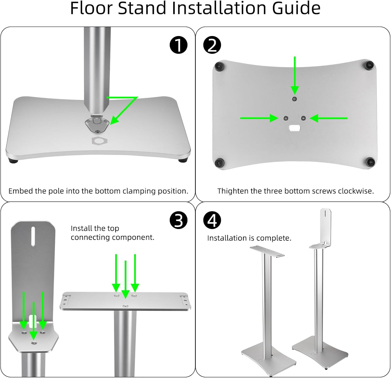 Premium Aluminum Floor Stand for Sony HT-A9M2/HT-A9/SA-RRS5,Universal Fit for Dolby Atmos Speakers, Heavy-Duty Anti-Vibration Design, Cable Management System