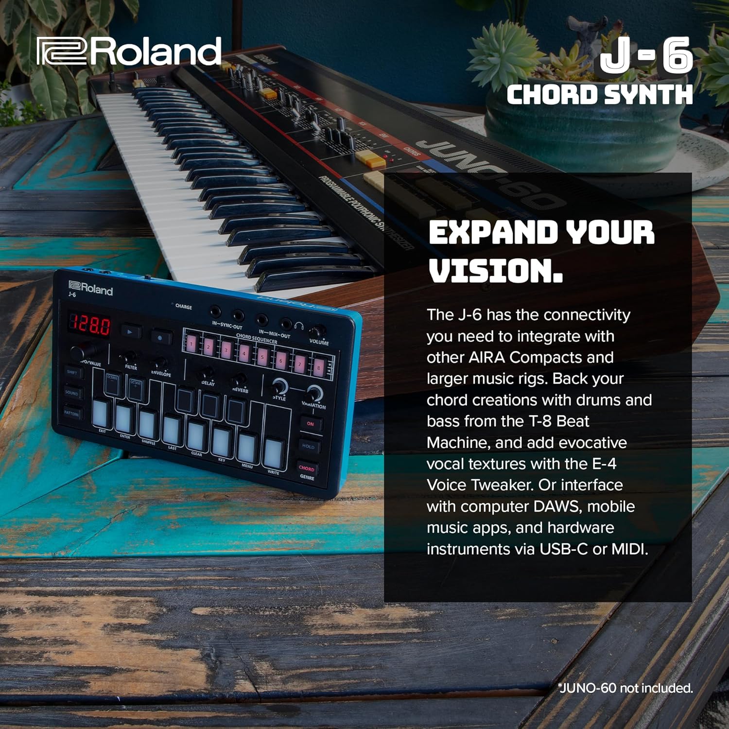 Roland AIRA Compact J-6 CHORD SYNTH | Portable song creation machine with professional Roland sound and features | JUNO-60 Synth Engine & Presets | Chord Sequencer | Effects