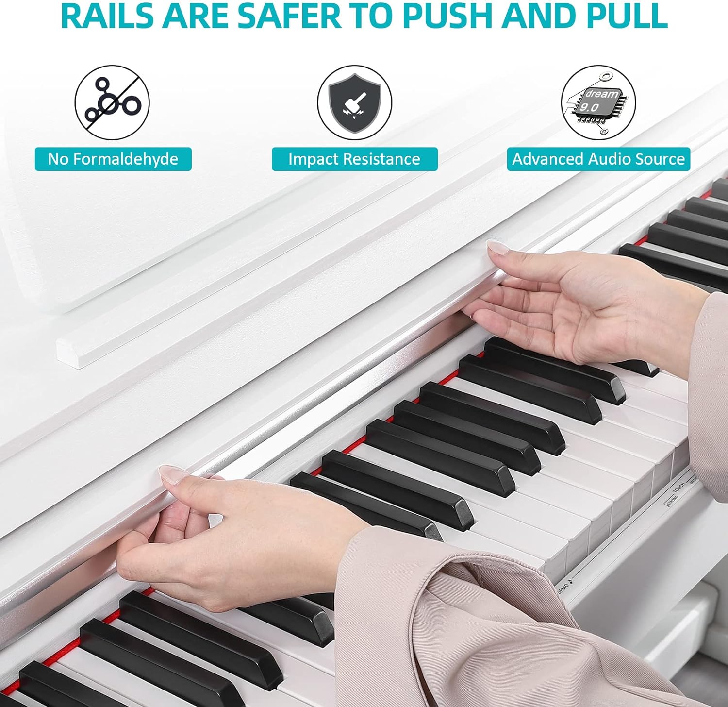 ZHRUNS Digital Piano, 88 Key Weighted Keyboard Piano, Full-size Electric Piano Keyboard with Sheet Music Stand, Triple Pedal, Power Adapter, Supports USB-MIDI Connecting (White)