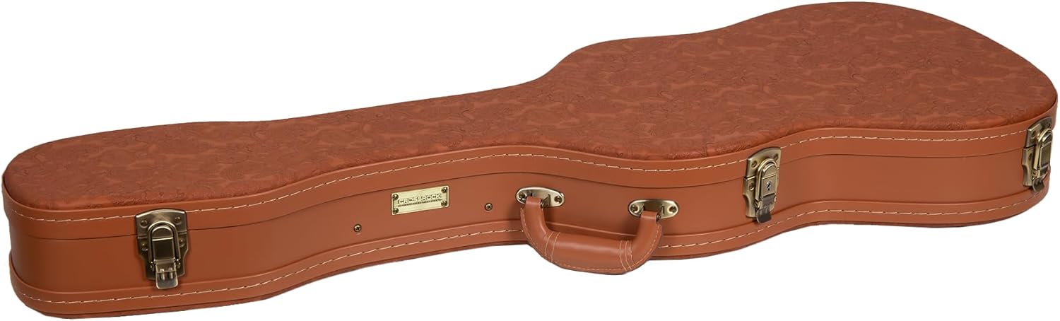 Crossrock Relief Series Electric Guitar Case for Telecaster & Stratocaster Style | Carved Red Wood Finish, Ivory Plush Interior, Lock (CRW630STRO)
