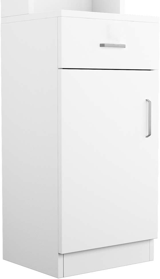 White Salon Cabinet, Beauty Salon Products, Tools Cabinet, Barber Salon Stations, Beauty Styling Equipment Organizer, Hair Salon Supply cabinet w/1 Storage Cabinet, Drawer & 3 Tier Shelf White