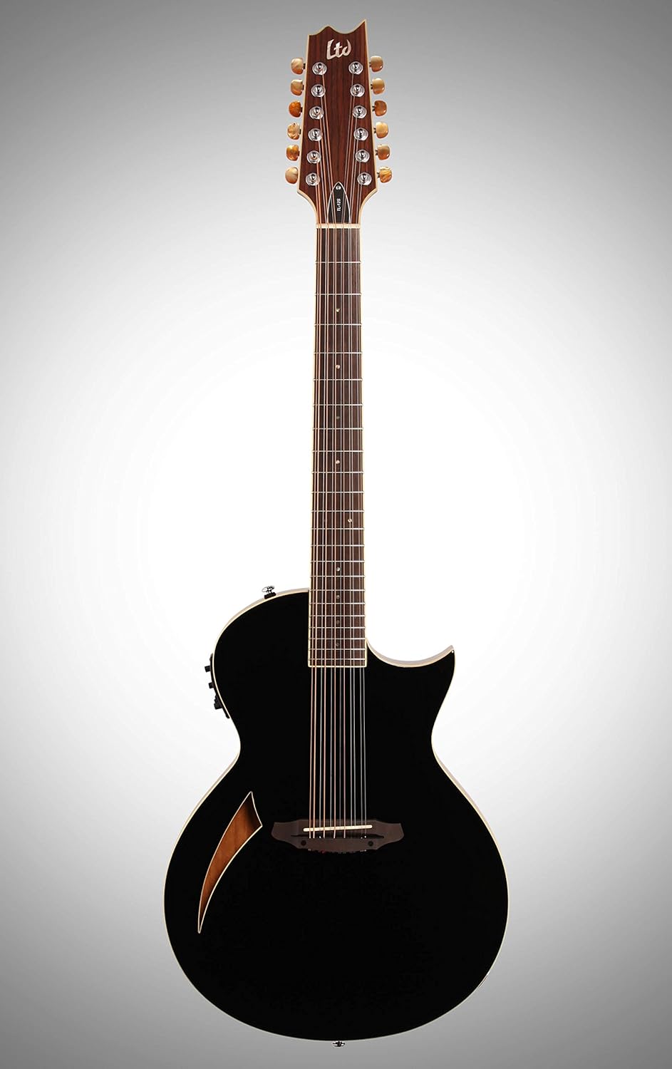ESP LTD TL-12 Thinline 12-String Acoustic Electric Guitar, Black