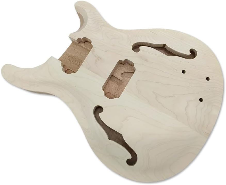 Mahogany Maple Cap Curved Top Semi Hollow Guitar Body Set In Pocket DIY Replacement