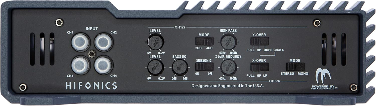 Hifonics BXX1600.4 1600 Watt RMS 4-Channel Stereo Speaker Amplifier Brutus Car Audio, Chrome