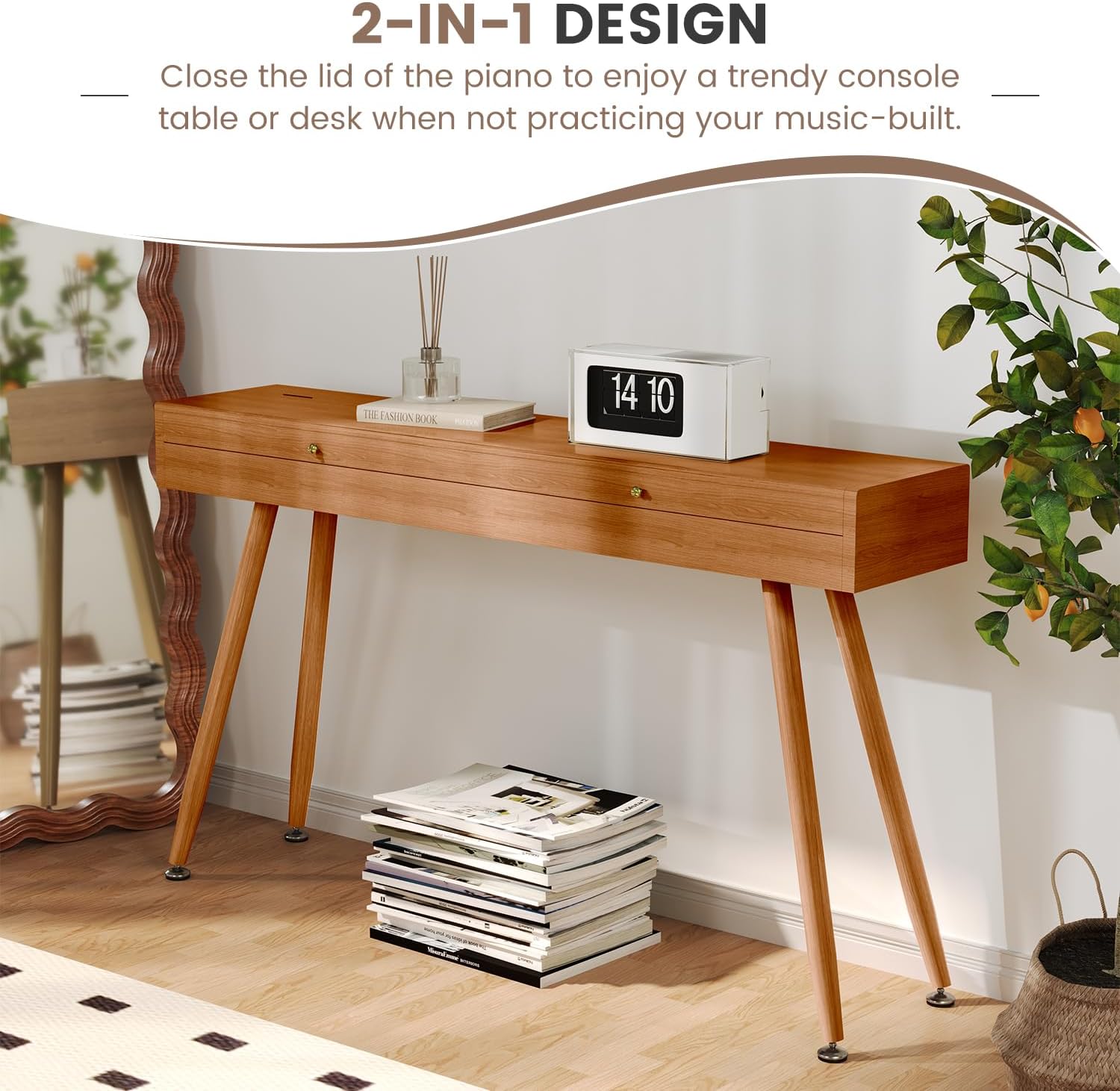 88 Key Digital Piano Keyboard for Beginners, Fully Weighted Wooden Electric Piano with Triple Pedal, Headphone, Supports MIDI Connecting, French Dream Sound Source (Brown)