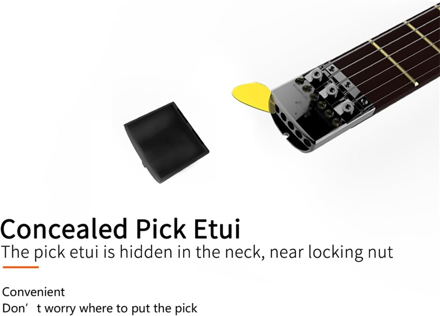 VENEKA Headless Electric Guitar Headless Travel Electric Guitar with Built in Headphone Amp Full Scale Portable Guitar