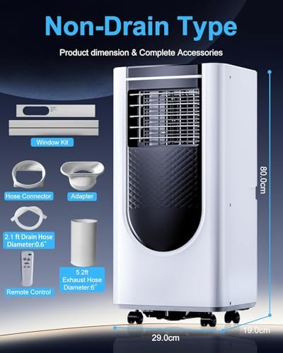 Portable Air conditioner 8,000 BTU ASHARE (4400 BTU SACC), AC Unit for Room up to 350 Sq. Ft with Remote Control, Floor Standing AC Unit with Window Kit