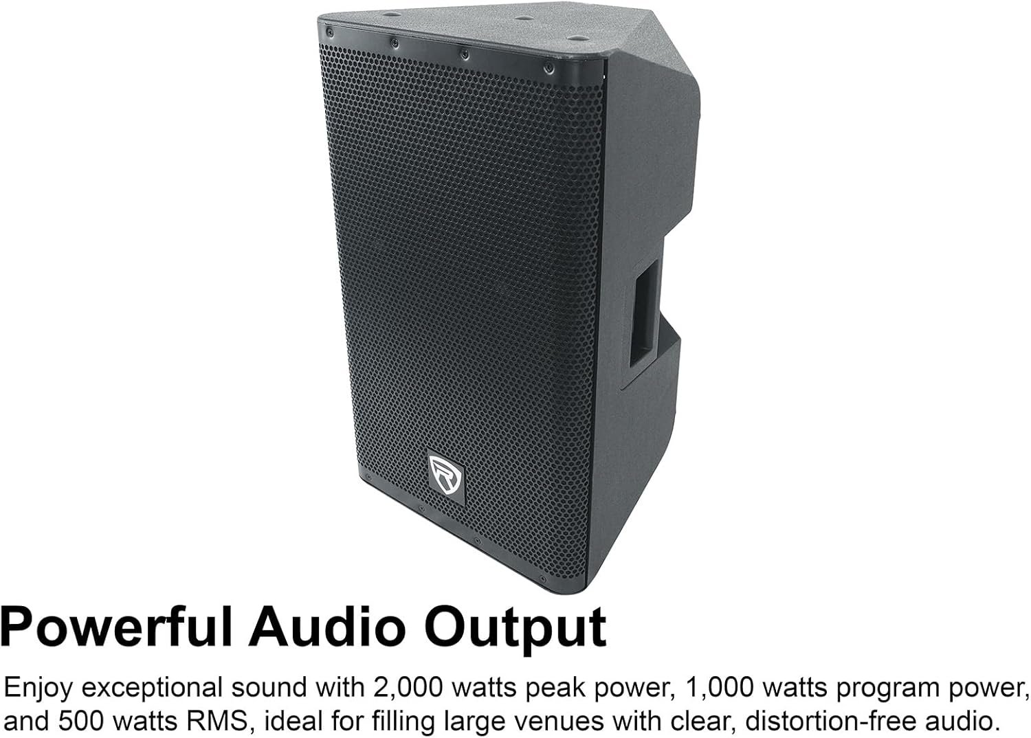 Rockville DX12 2000W 12” Powered PA Speaker, 2-Channel Mixer, XLR & 1/4” Inputs, Dual-Angle Pole Mount, Stage Monitor Angle, Perfect for Live Sound, Events, Venues & DJs