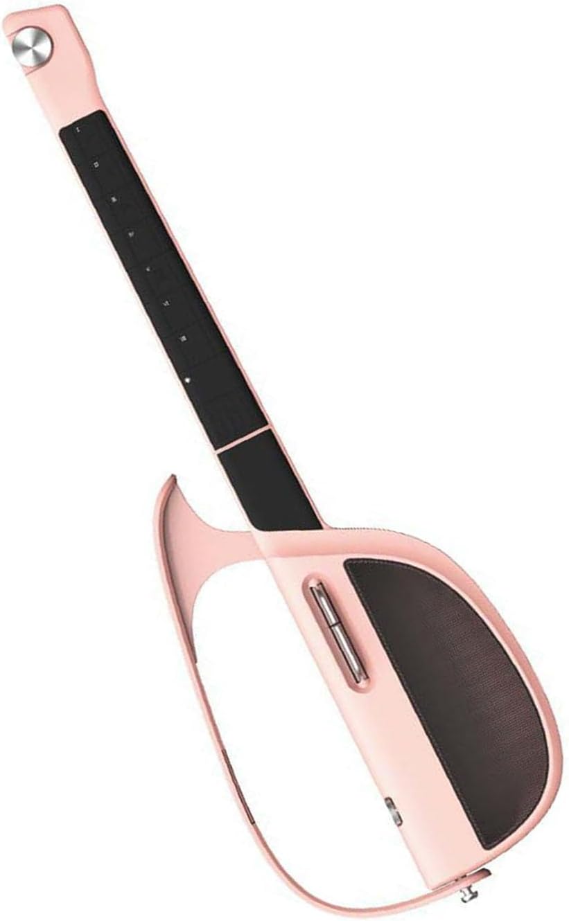 Bewinner Smart Stringless Electric Guitar, Fusion Accompaniment Guitar with Earphone Jack, Automatic Playing Chord Accompaniment, Playing and Singing One Person Band (Pinkish)