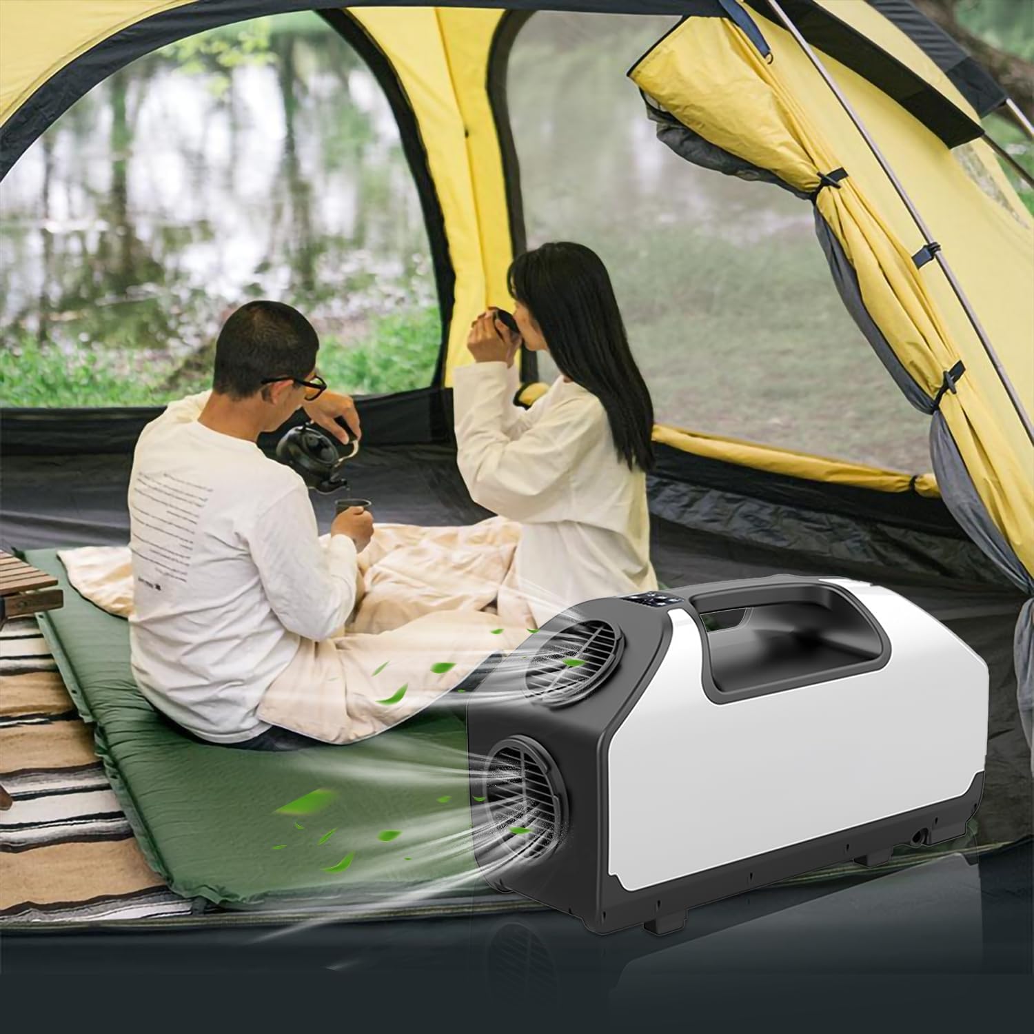 Tent Air Conditioner, 24V 3000BTU 700W Portable Camping Air Conditioner, 15s Fast Cooling LED Display 300Min Contination, 3 Wind Speeds for Van Life, Camping Tent, Outdoor, Indoor White