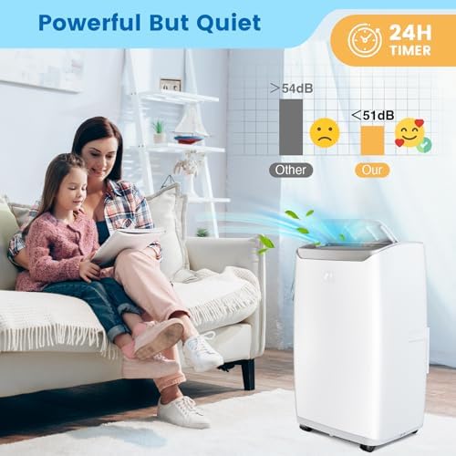 Acekool 12000 BTU Portable Air Conditioner, Portable AC for Room up to 550 Sq.Ft, 3-in-1 Functions/Digital Display/24 Hrs Timer/Caster Wheels with Remote Control for Home/Office/Dorms