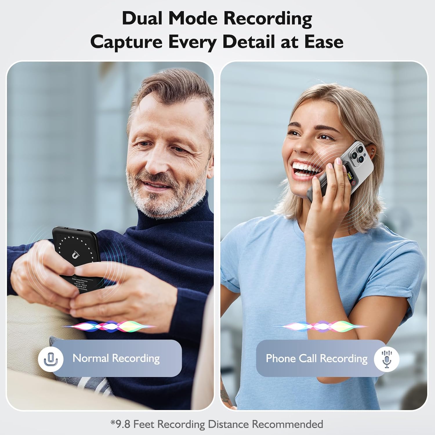 AI Voice Recorder with Transcribe Summarize: Note Voice Recorder with APP Control, 30H Continuous Recording, 64GB Memory Support 100+ Languages, AI Recorder for Calls, Lectures, Meetings