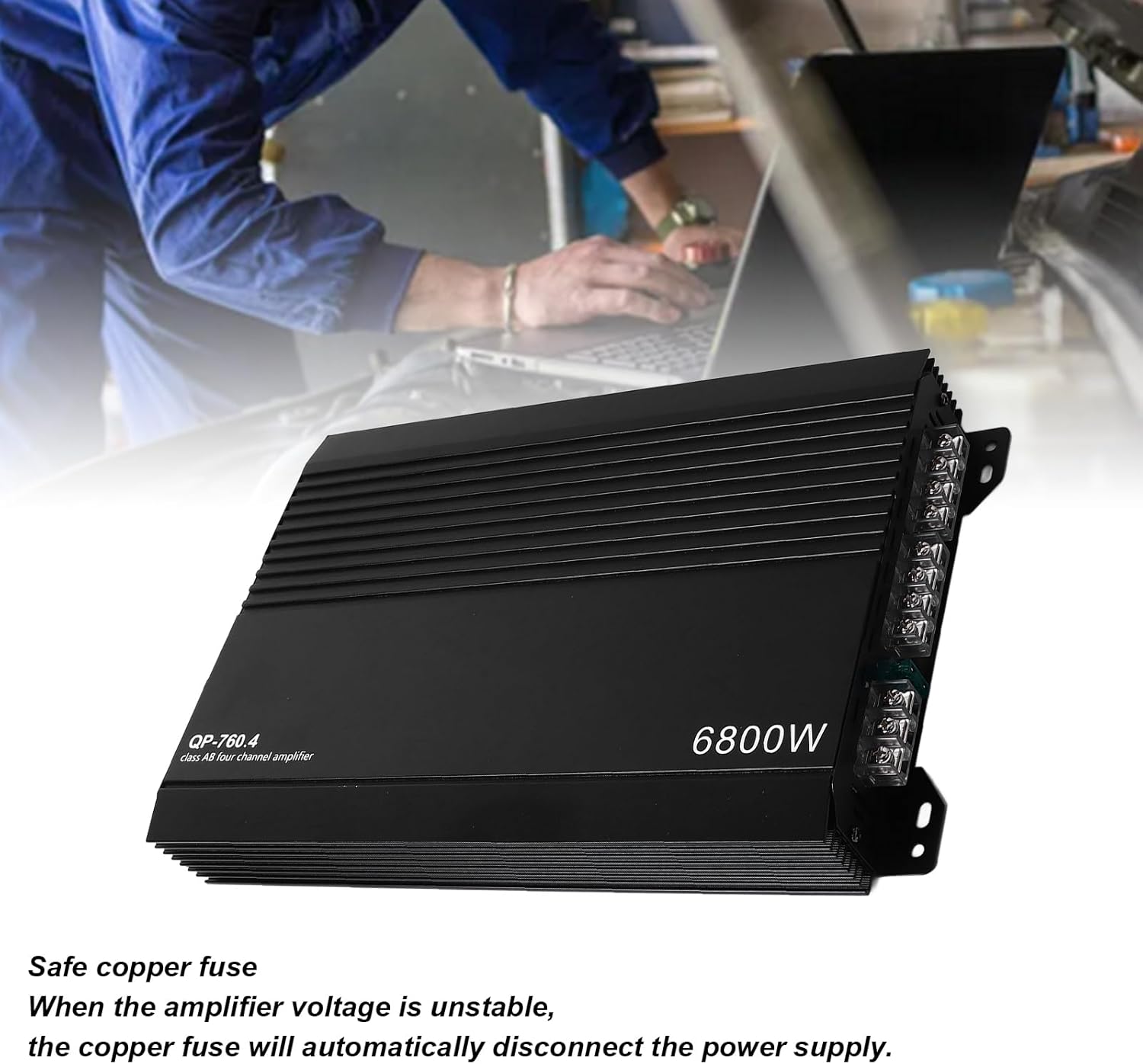 Keenso Car Amplifier,Aluminum Alloy 4 Channel Car Audio Amplifier for Car Speakers