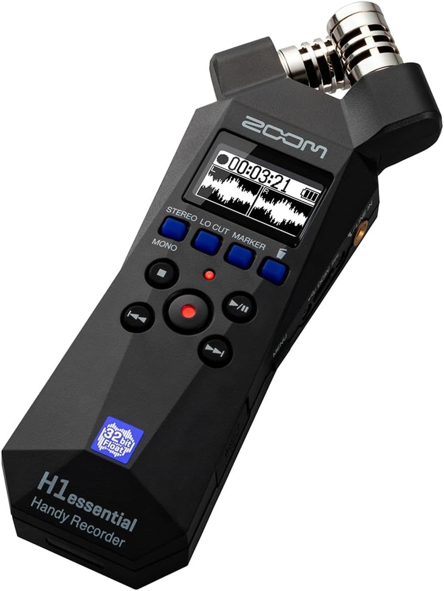 Zoom H1essential Stereo Handy Recorder with 32-Bit Float, Accessibility, X/Y Microphones, Record to SD Card, USB Microphone, Portable, for Musicians, Podcasters, Filmmakers, & Content Creators