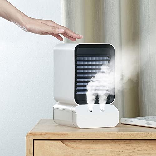 Evaporative Air Cooler, Small Air Conditioner, USB Powered Poratble Air Cooler w/Humidifier, Colors Night Light, 3 Speeds Mini Air Conditioner Poratble for Room/Desktop/Office