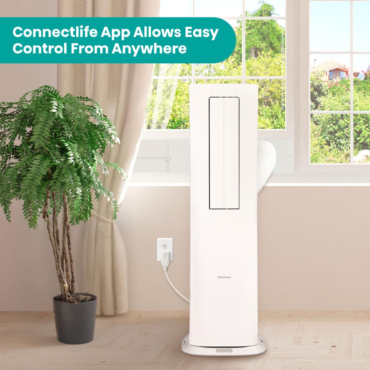 Hisense 8,000 BTU Portable Inverter Air Conditioner with Dehumidifier, Quiet Operation & Dual Hose Design, AC Heater Combo Unit for Room in White
