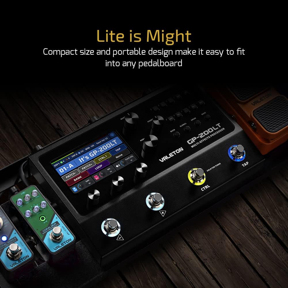 Valeton GP-200LT Multi Effects Pedal Multi Effects Processor Guitar Effects Pedal Bass Pedal Amp Modeling IR Cabinets Simulation Multi-Effects with FX Loop MIDI I/O Stereo OTG USB Audio Interface