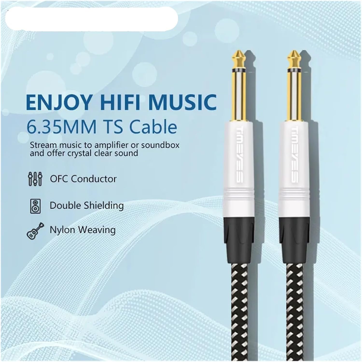 6.35mm Jack Audio Cable to1/4 TS Mono Male Aux Unbalanced Instrument Cable for Guitar Bass Amplifier Keyboard Electric Mandolin(3m)