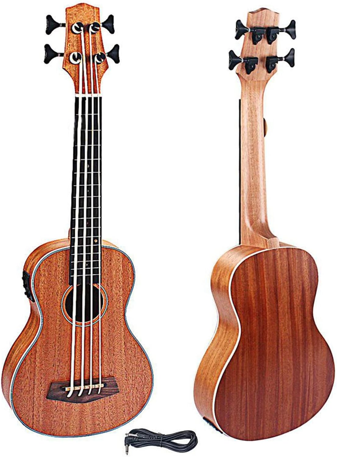 Children Ukulele 30 Inch Electric Ukulele Bass EQ Sapele Retro Closed Button Four Strings Electric Guitar Instrument