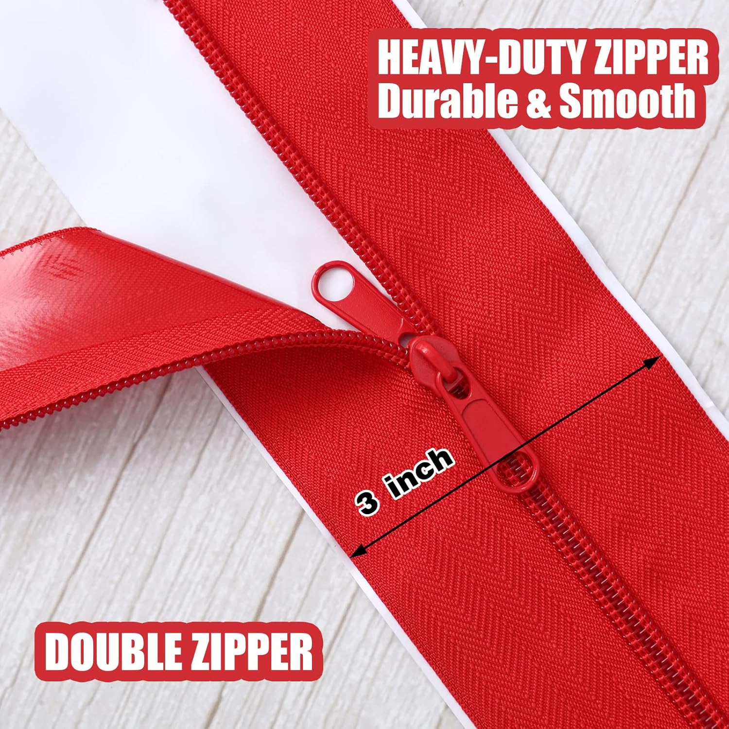 Tigeen 48 Roll Heavy Duty Zipper Door for Dust Barriers 7 ft x 3 Inch Self Adhesive Construction Zipper Door for Greenhouse Tent Accessories (Red)