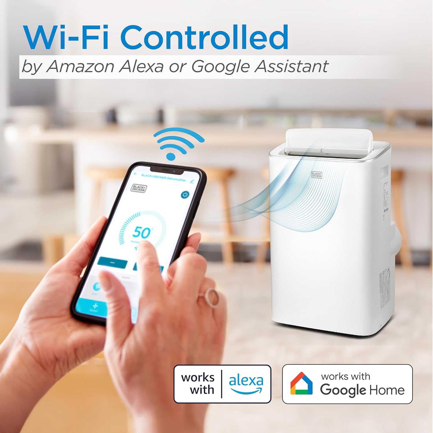 BLACK+DECKER Smart Portable Air Conditioner,12,000 BTU, for Rooms Up To 550 Sq. Ft., Portable AC with Inverter Compressor & Window Kit, BPACT08NM, White