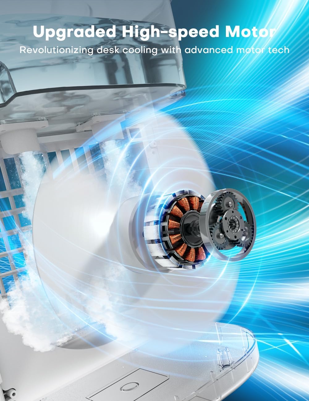 BALKO Mini Air Conditioner, 3 IN 1 Portable Desk Fan w/5400mAh Battery, 3 Speeds, Remote Control, Night Light, USB Powered Evaporative Air Cooler, Personal Air Conditioner for Room Bedroom Office