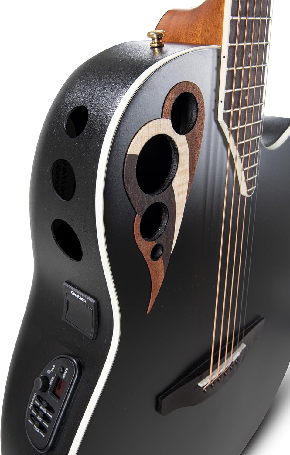 Ovation CDX40-5-G Celebrity Elite Deluxe CDX40 Electric Acoustic Guitar Solid Spruce Top Deep Contour Lyrachord Body Black Satin