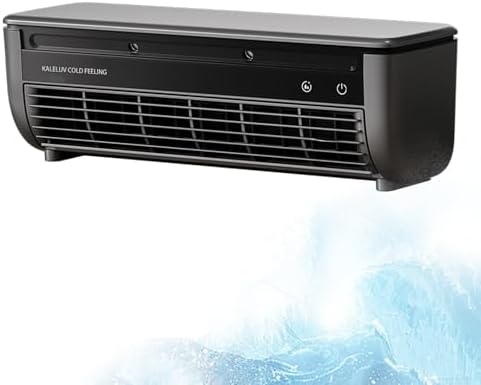 Portable Cooling Air Conditioning Fan, Wireless Charging Air Conditioner, No Drilling Kitchen Wall Airs Conditioner Fan, Wall Mounted Fans, Releases Ice Mist Particles, for Kitchen Bedroom (Black)