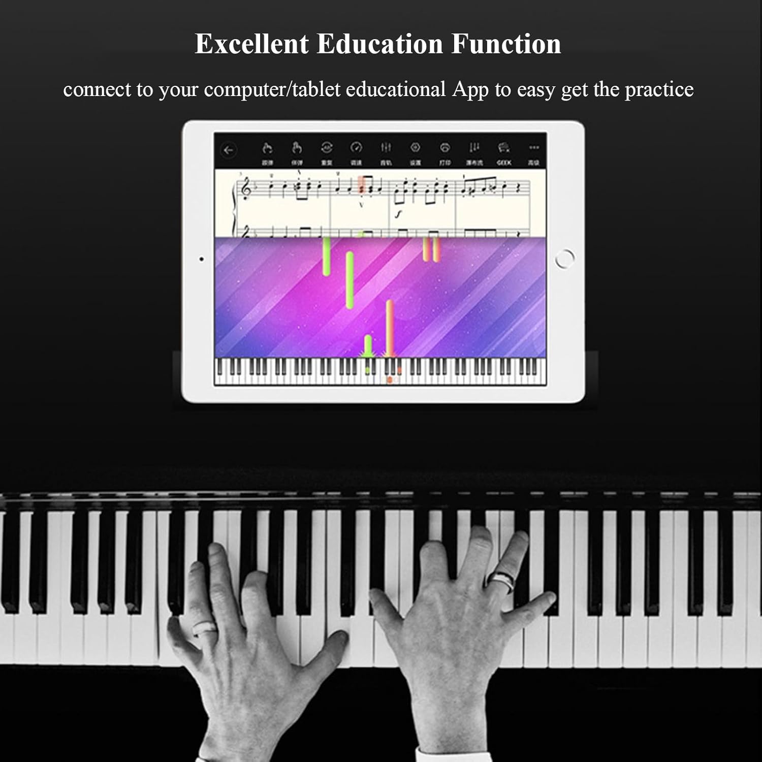 Piano Keyboard 88 Hammer Action Keys Full Size Electric Keyboard Piano Portable Beginner Digital Piano With Stand, Three Pedal, Music Sheet(Red)