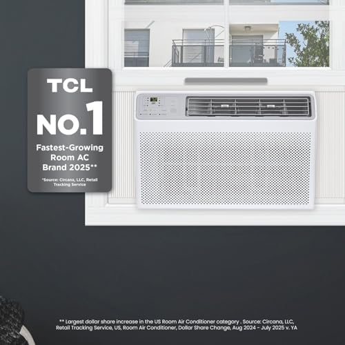 TCL H8W35W 8,000 8000 BTU Smart Window Air Conditioner, Fan & Dehumidifier, 350 Sq. Ft, Remote Control, Compatible with Alexa/Google Assistant, White