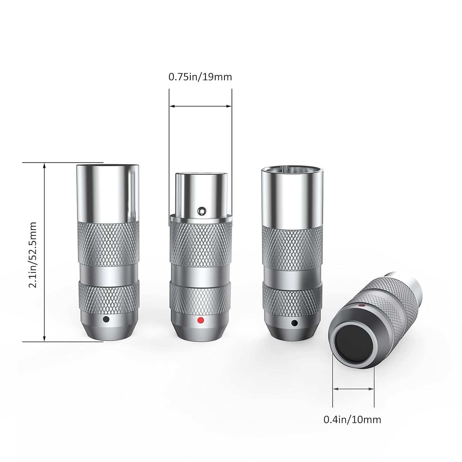 Viborg Hi-End XLR Connectors 3Pins Solder Type Balance Plug, 2 Male and 2 Female Pure Copper Rhodium Plated Terminals for DMX Mic Mixer Amplifier Speaker and Audio Equalizer
