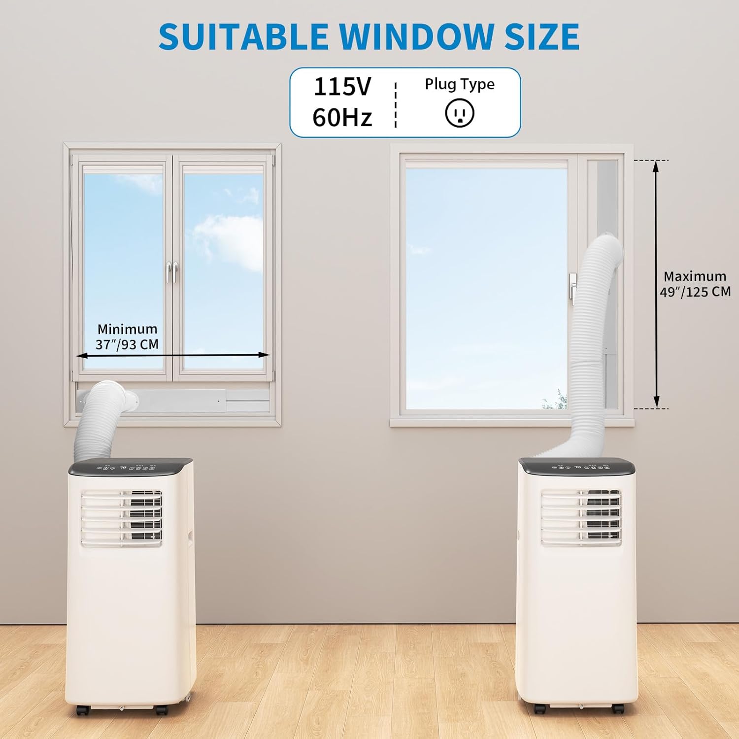 8,000 BTUs Portable Air Conditioner, 3-In-1 Room Air Conditioner with Fan & Dehumidifier Modes, Cools for 350 Sq.Ft, Remote Control & 24H Timer, Standing AC Conditioning for Office, Home （Black Top）