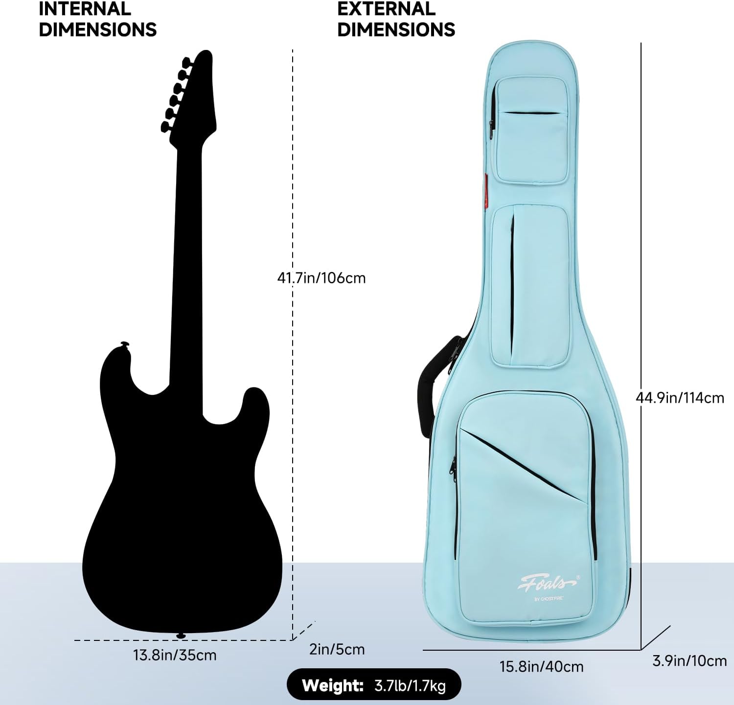 GHOSTFIRE FOALS Phantom Series Electric Guitar Case Colorful Guitar Gig Bag Super thick with Storage Space (Pink, Electric Guitar)