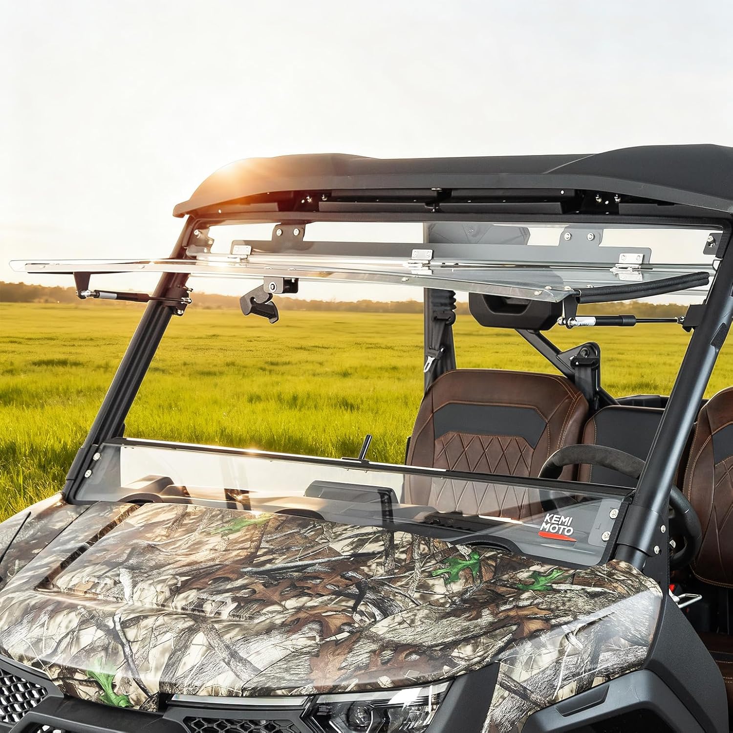 KEMIMOTO 3-IN-1 Flip Windshield Compatible with CFMOTO UFORCE U10 Pro/Pro XL 2025+, Upgraded Handle Windshield with Pre-Installed Rubber Strips, Anti-Scratch Front Window Accessories