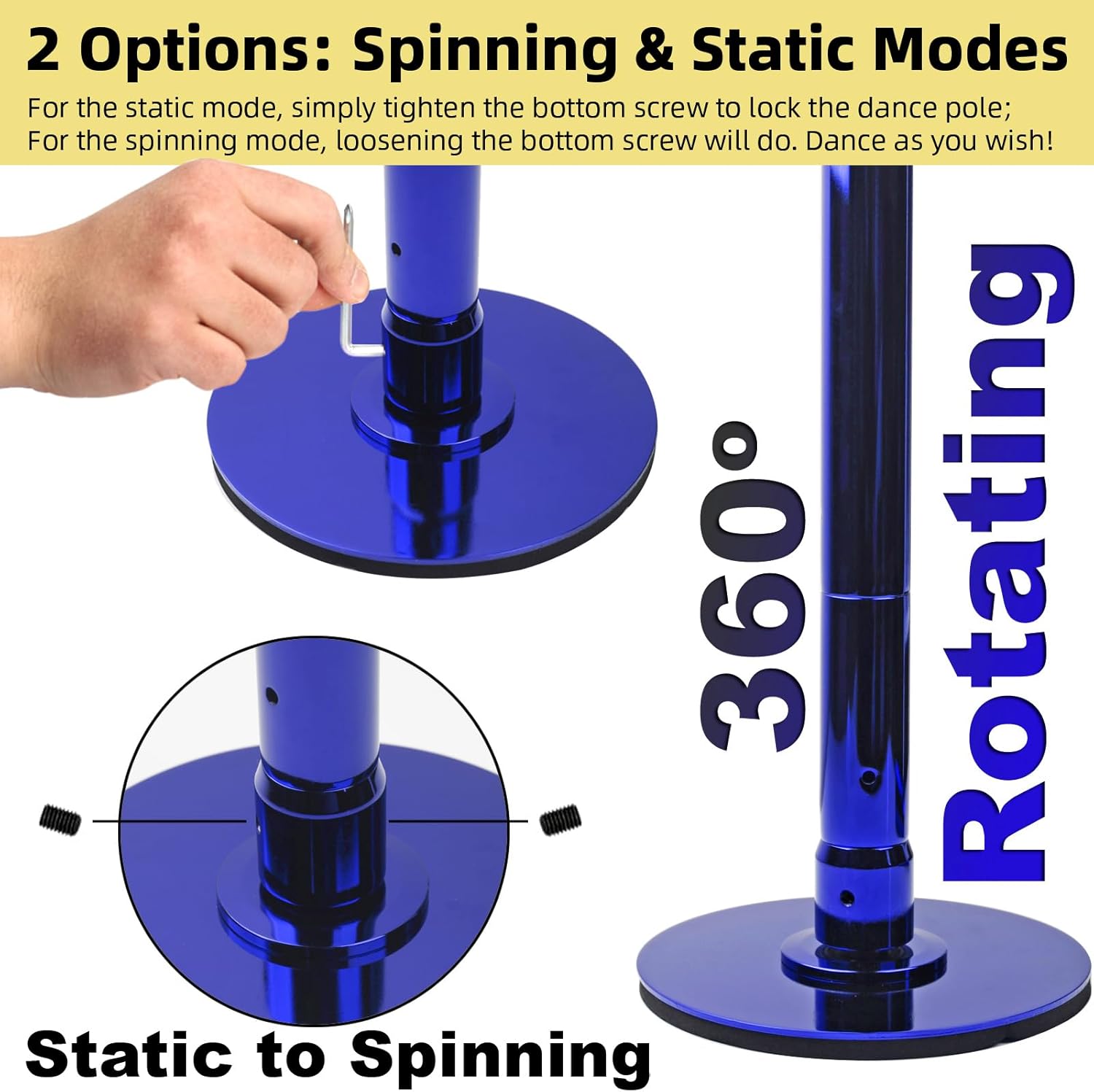 Height Adjustable Permanent Dance Pole with Fixed Plate Enhanced Safety and Stability for Home Dancing