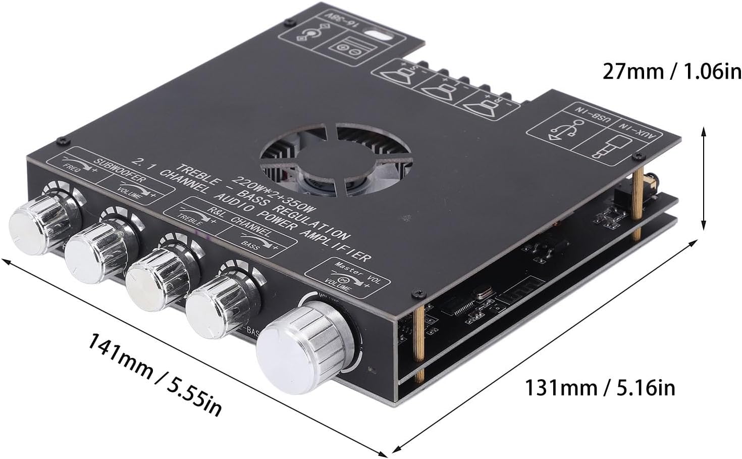 Power Amplifier Module 2.1 Channel BT5.1 AUX U Disk USB Sound Card Inputs TPA3255 Amplifier Board DC16-38V for Home Entertainment System