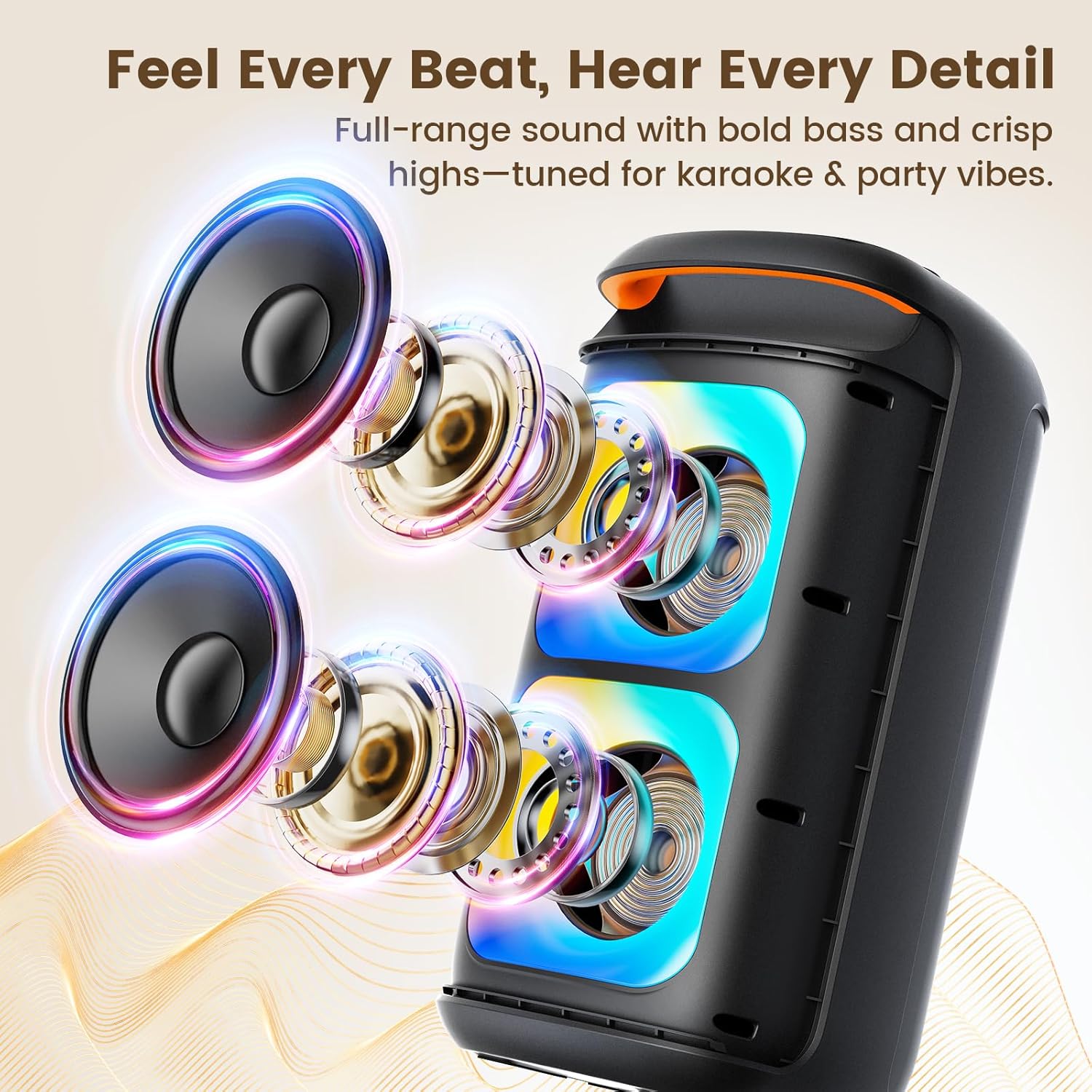 Karaoke Machine with 2 Wireless Microphones, Portable Bluetooth Karaoke for Adults, Powerful Dual 8