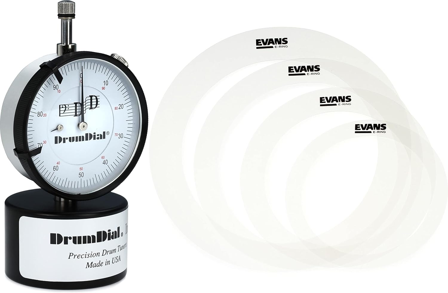 DrumDial Drumdial Precision Drum Tuner + Evans E-Rings Rock Pack Value Bundle