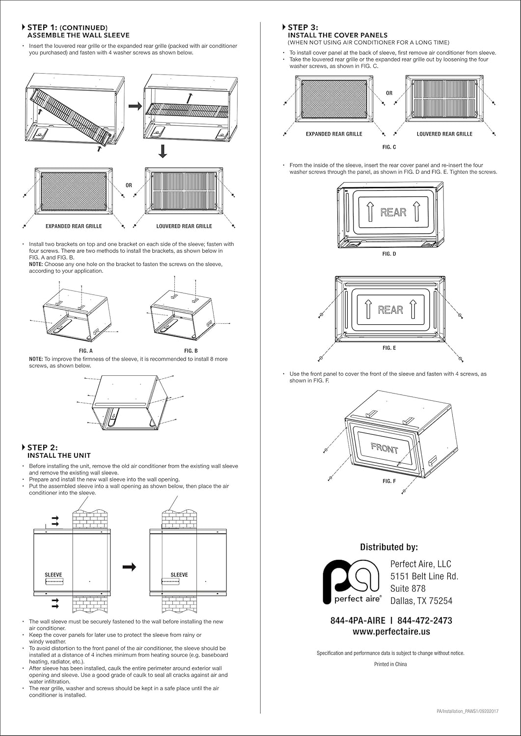 Perfect Aire PAWS1 Thru-The-Wall Air Conditioner Sleeve, Fits Standard 24-Inch TTW A/C Units