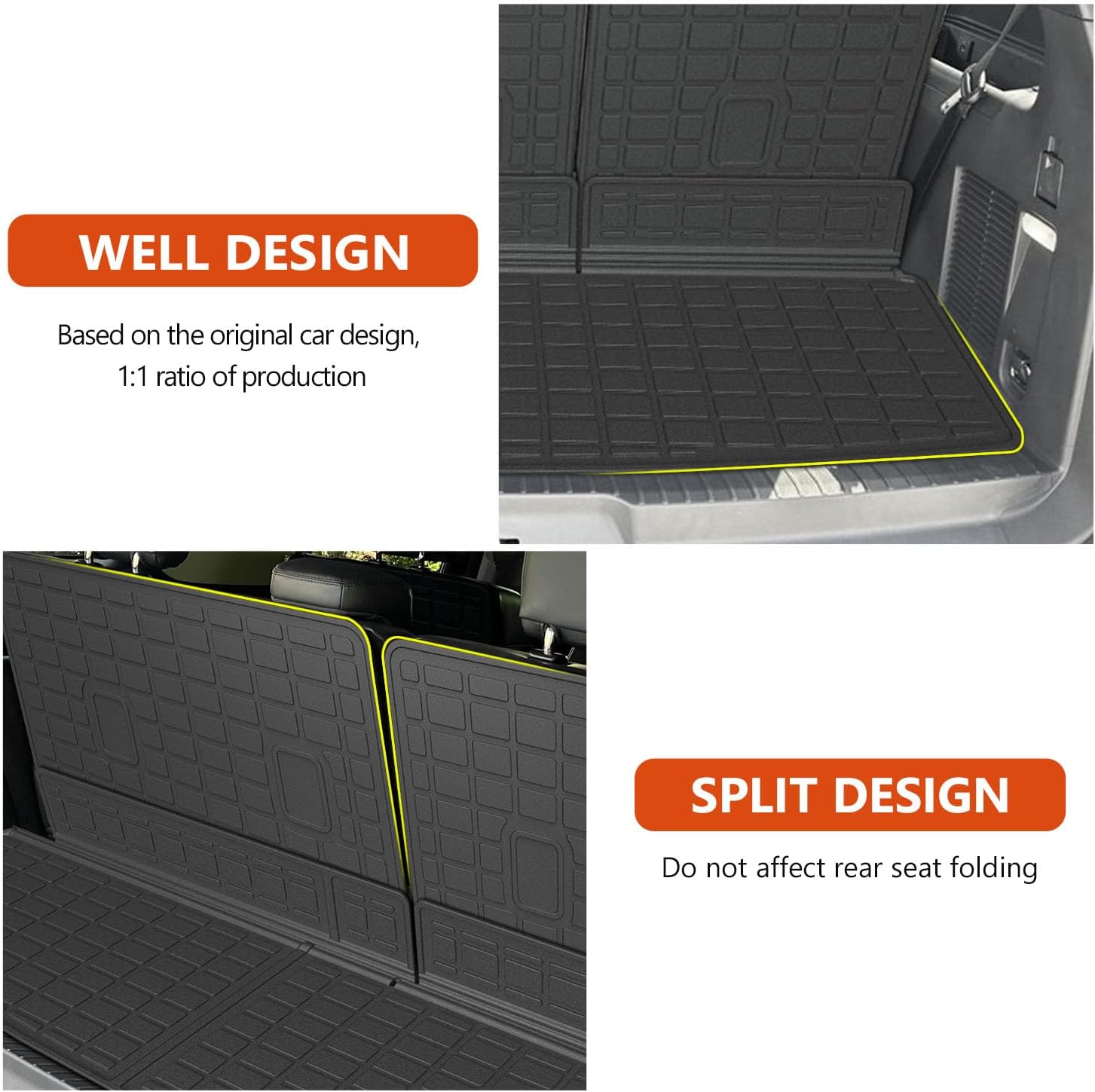 powoq 7-Seat Floor Mat Compatible with 18-24 Ford Expedition Cargo Liner 3rd Backrest Mat Replacement for 2018-2024 Ford Expedition Accessories（Trunk Mat+3rd Row Backrest Mat+Floor Mat