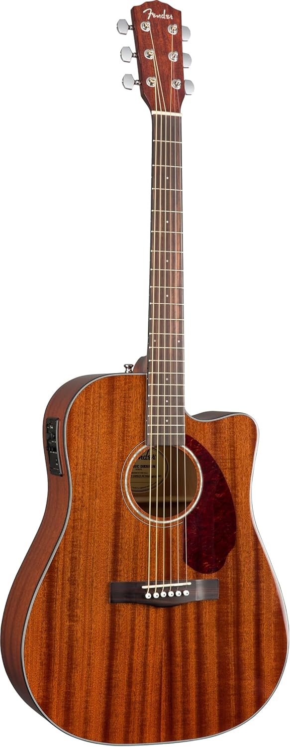 Fender CD-140SCE All-Mahogany Dreadnought Cutaway Acoustic Electric Guitar, with 2-Year Warranty, Fishman Pickup and Preamp System, Natural, with Case