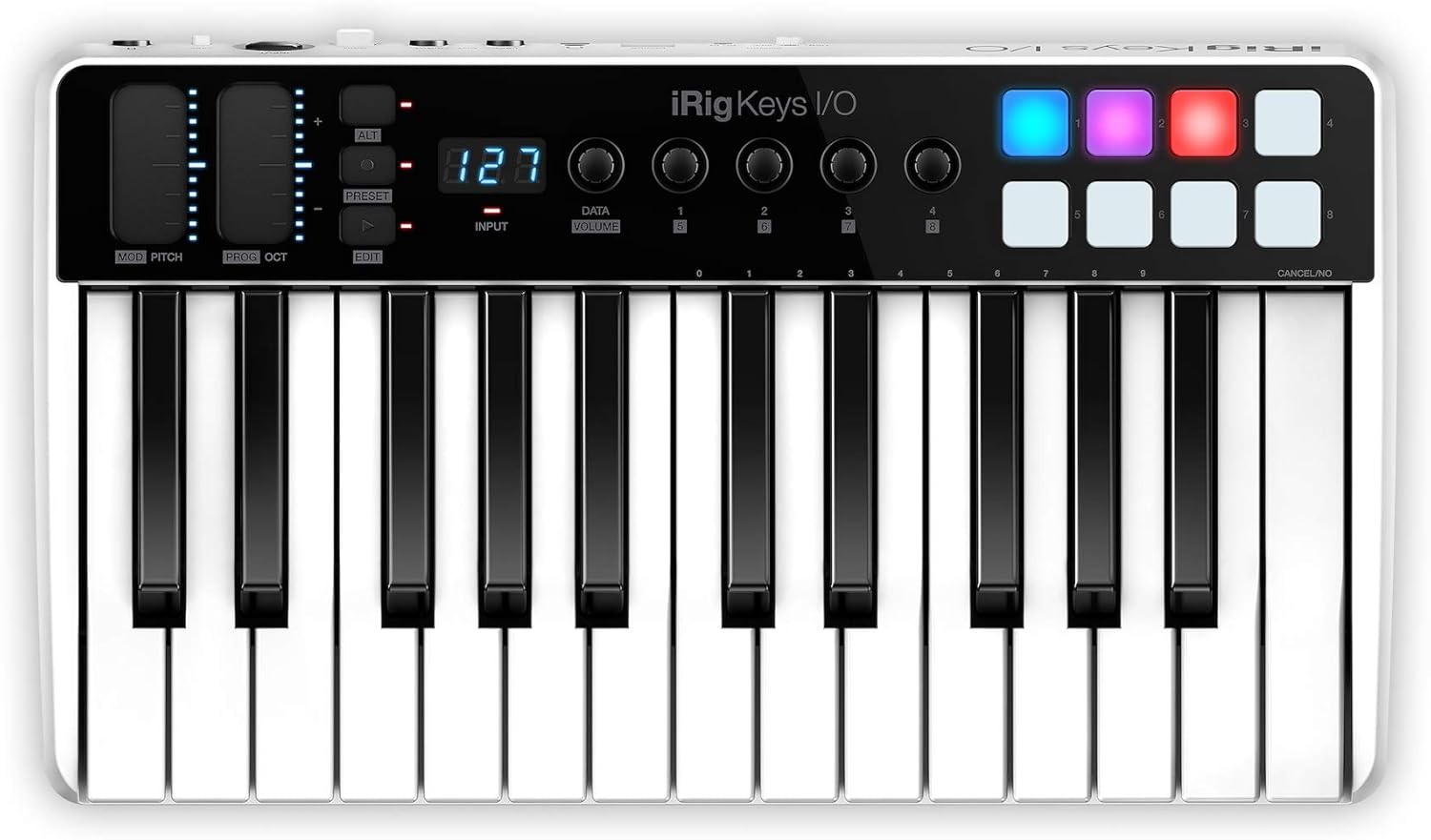 IK Multimedia iRig Keys I/O 25-keys Midi Controller with 24-bit up to 96kHz Audio Interface for iPhone/iPad, Android and Mac/PC