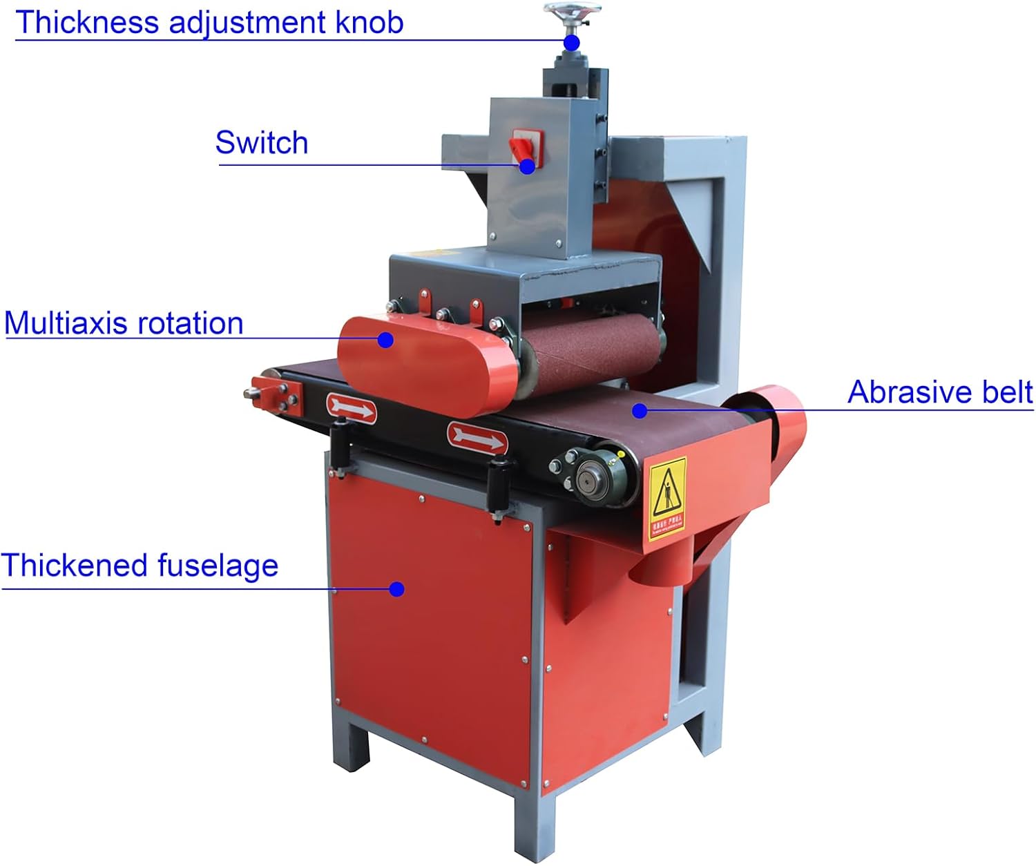 Drum Sander Surface Polishing Machine 11.8inch Sand Belt Width Electric Sanding Machine Belt Sander for Wood Metal Plastic Glass and Steel 220V
